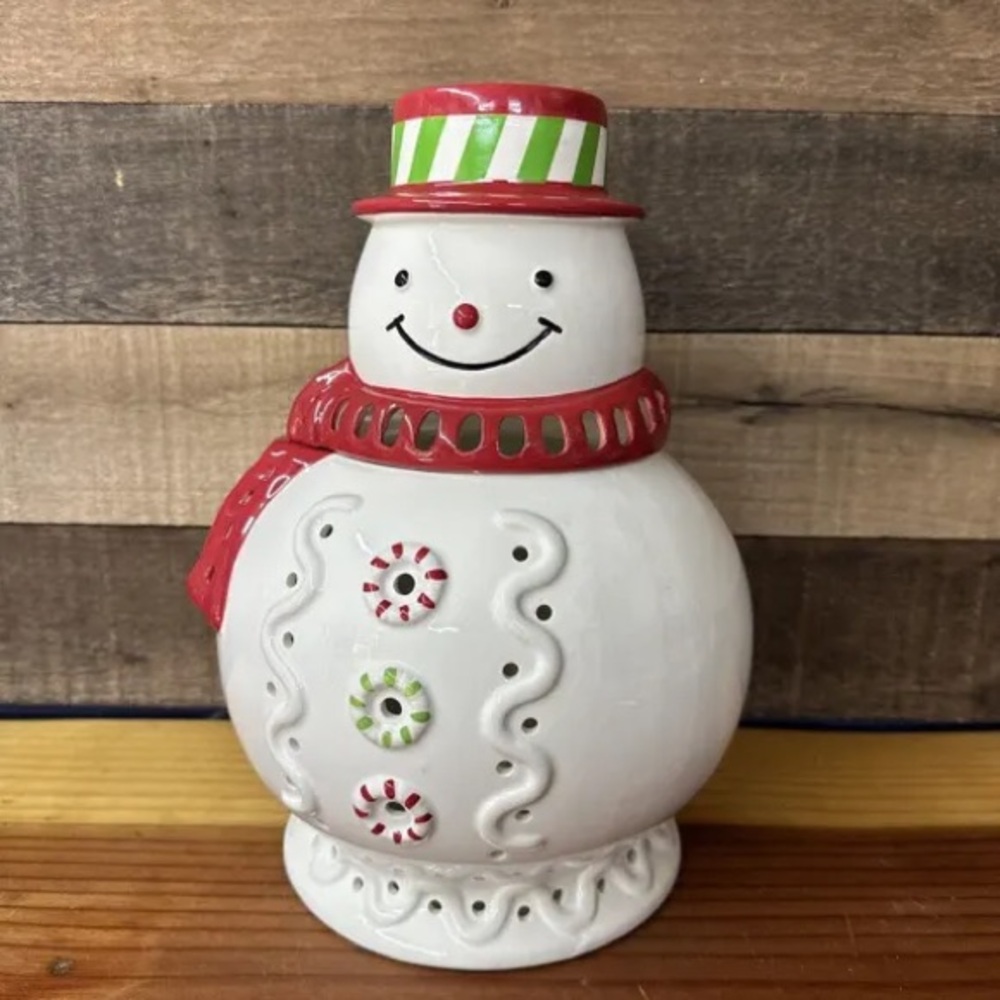 Partylite Mr Frosty Large Candle Jar Holder.
